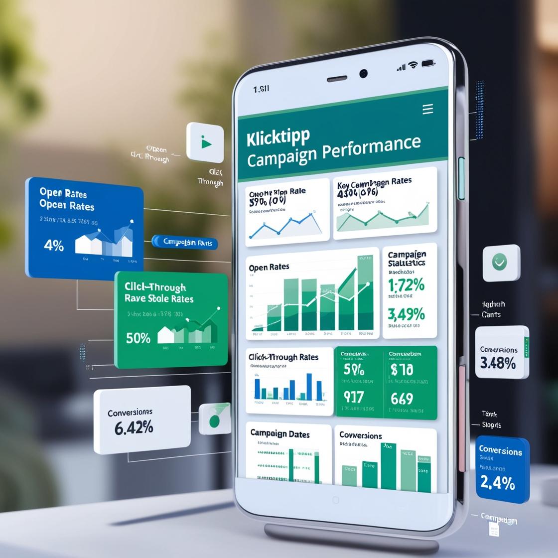 KlickTipp mobile statistics view showing campaign performance